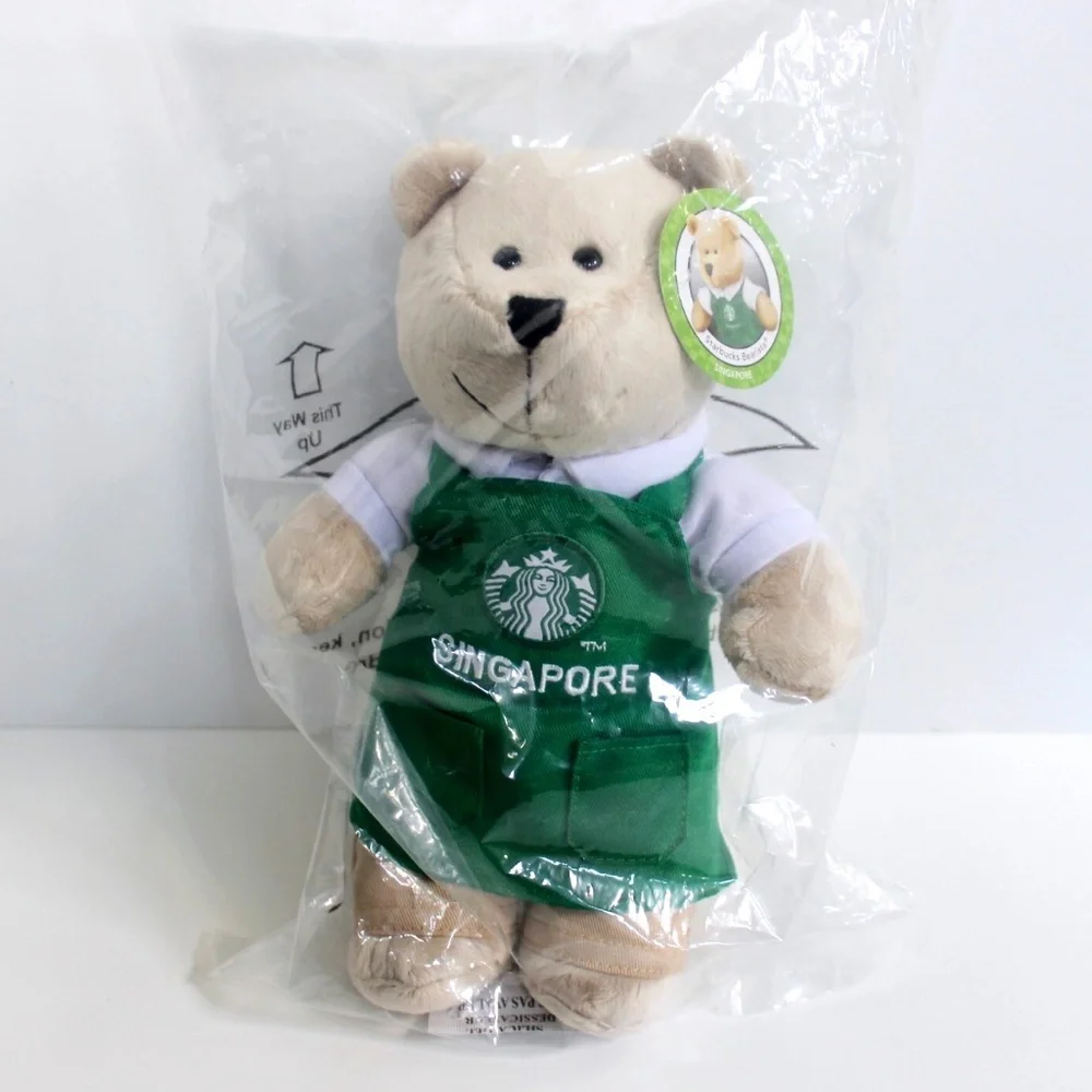 Starbucks Bearista Bear Singapore Green Apron Khaki Pants Plush 10in